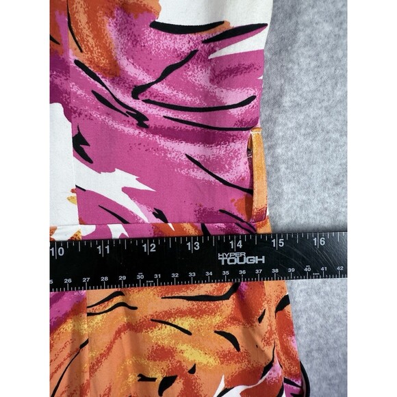 Cato Dress Womens Sz 6 Pink Orange Pockets Sleeveless Abstract Brushstroke Print - Picture 13 of 14